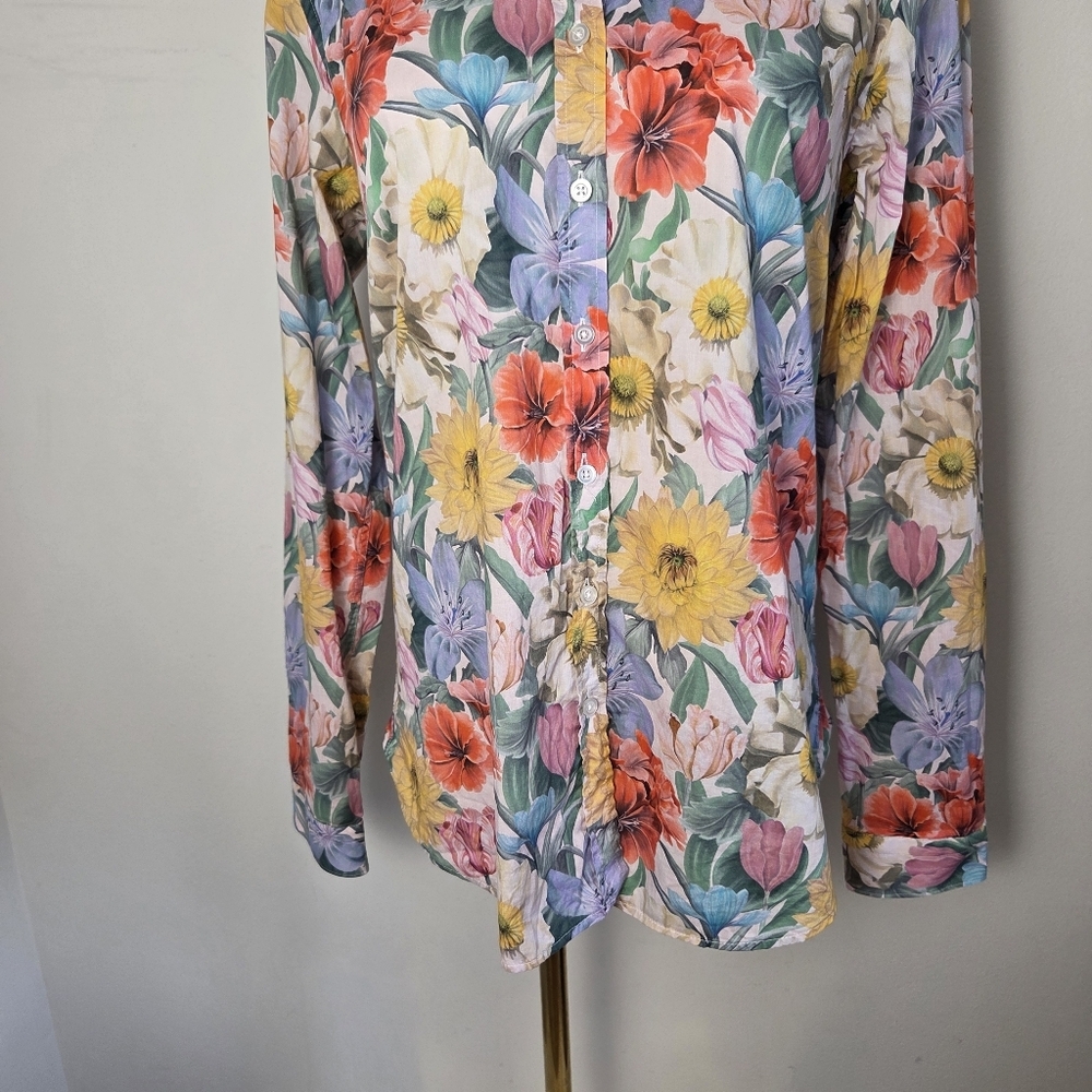 Simons Contemporaine Liberty Fabrics Colorful Floral Button Down Cotton Shirt - Picture 4 of 12
